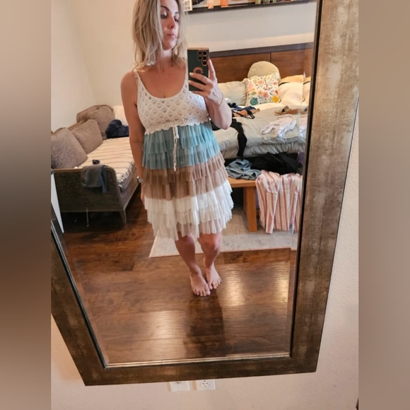 Elegant Multi-Color Tiered Mini Dress - Picture 1 of 4
